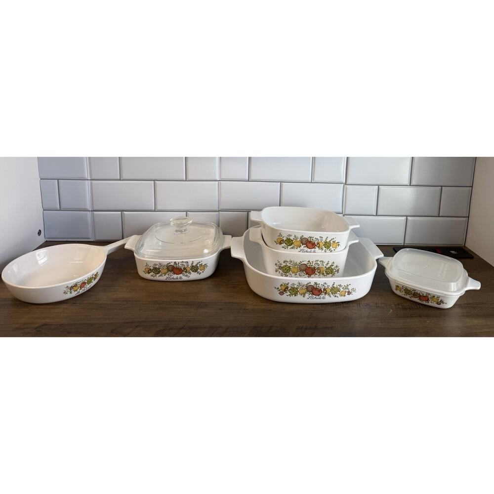 Huge Lot 6 Pc Rare Vintage Corning Ware L’Echalote La Marjolaine Spice of Life